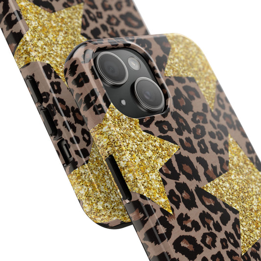 Glittery Star Leopard Phone Case