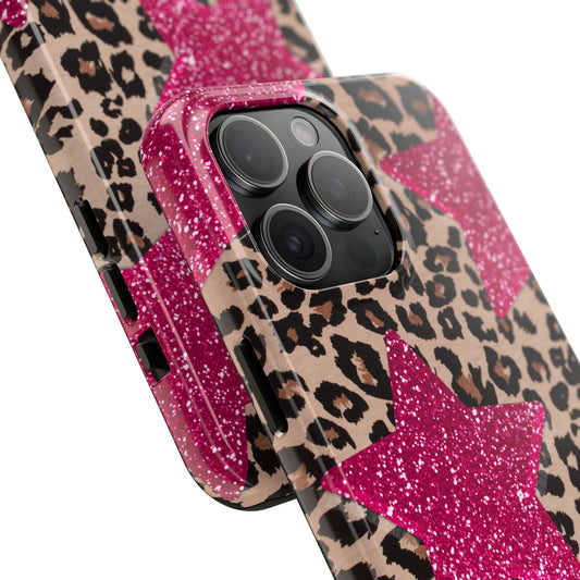 Pink Stars leopard Phone Case