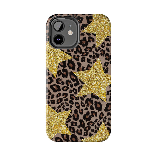 Glittery Star Leopard Phone Case