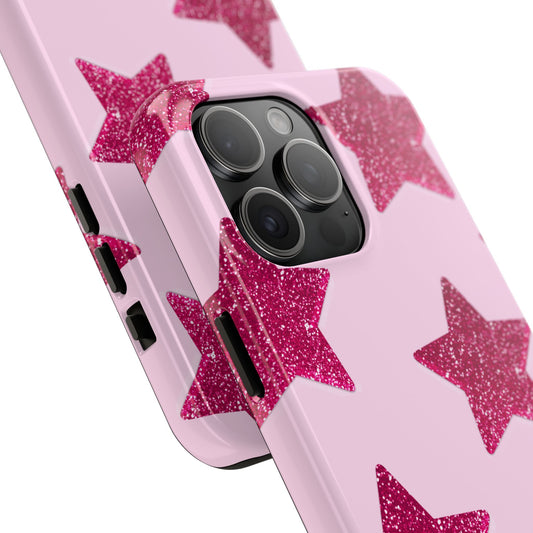 Glitter Pink Star Phone Case